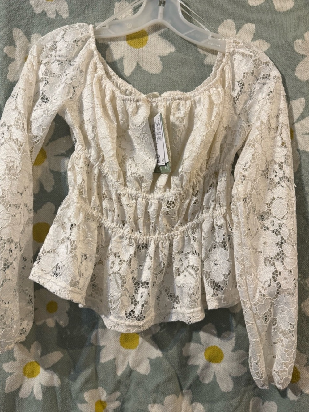 H&M Youth Lace Peasant Top - Cream